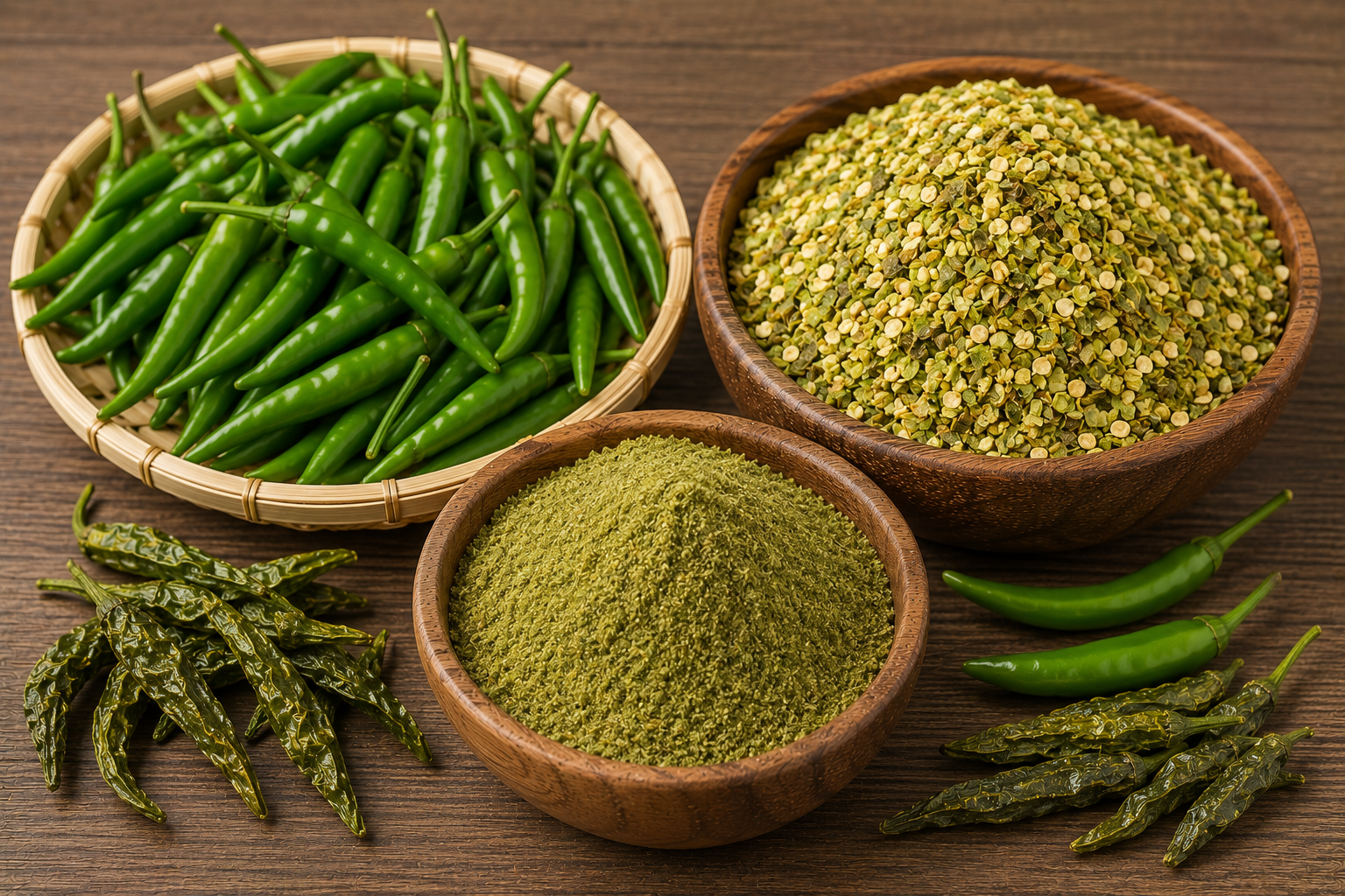 Green Chilli Powder & Flakes